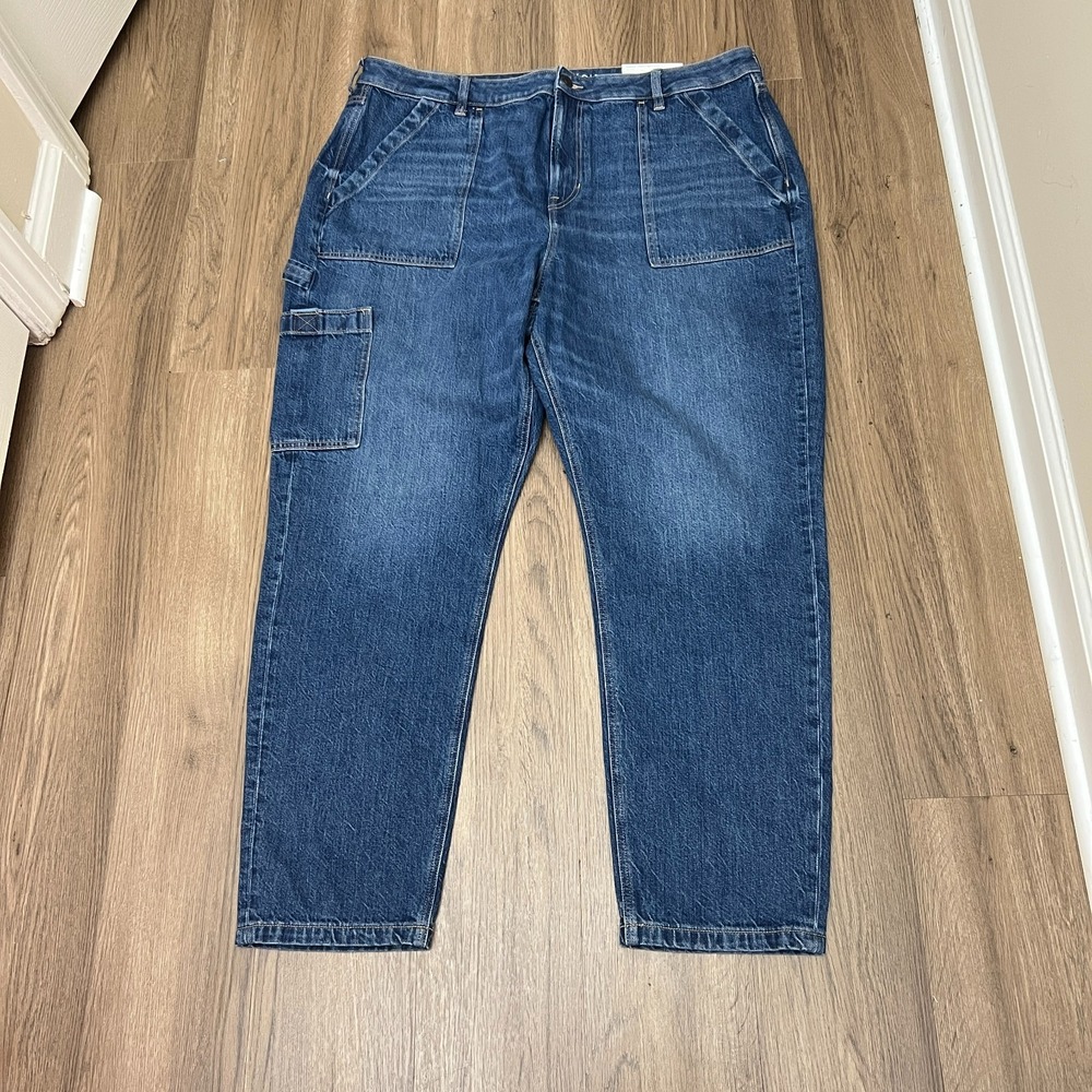 NWT American Eagle‎ Carpenter Mom Jeans 20 Comfort Stretch Medium Wash Utility